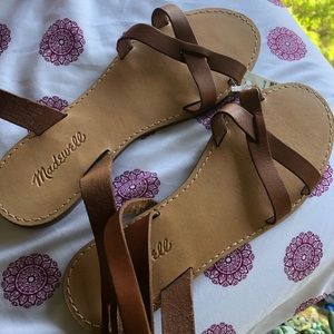 NEW Madewell Boardwalk Leather Ankle Wrap Sandal